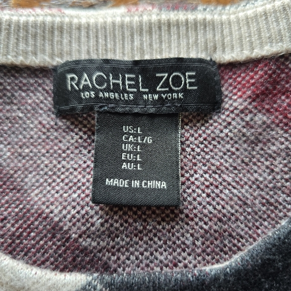 Rachel Zoe V-Neck Plaid Sweater in Black, White, and Red - Picture 8 of 8